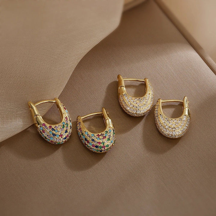 Chunky Glittering Diamond Hoop Earrings
