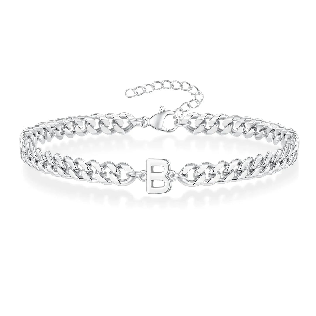 Couples Letter Initial Cuban Bracelet