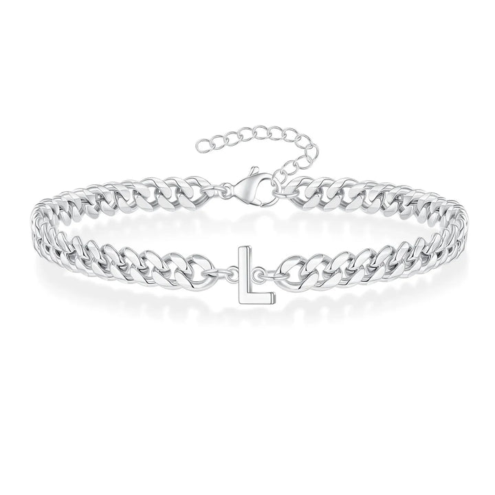 Couples Letter Initial Cuban Bracelet