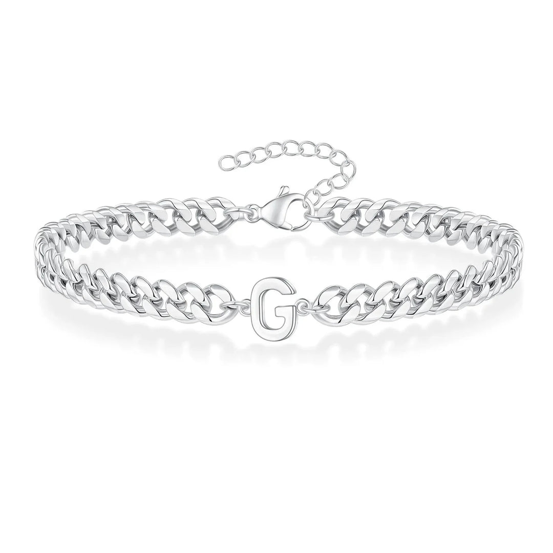 Couples Letter Initial Cuban Bracelet