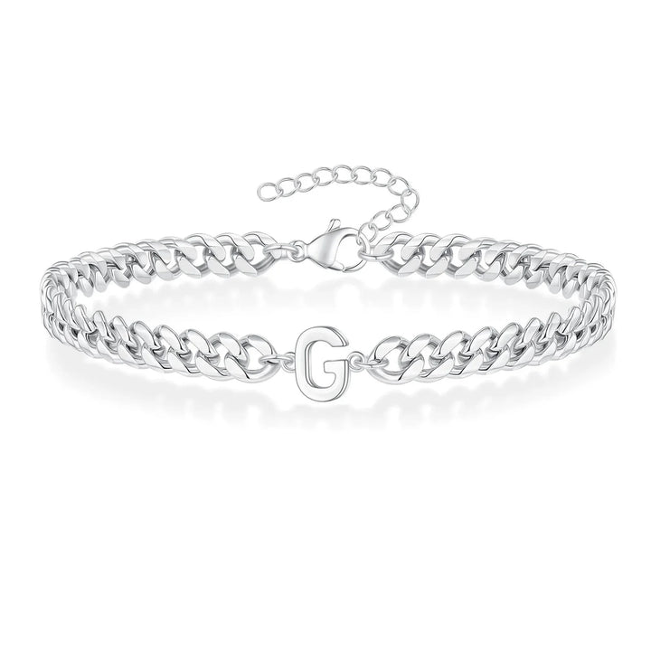 Couples Letter Initial Cuban Bracelet