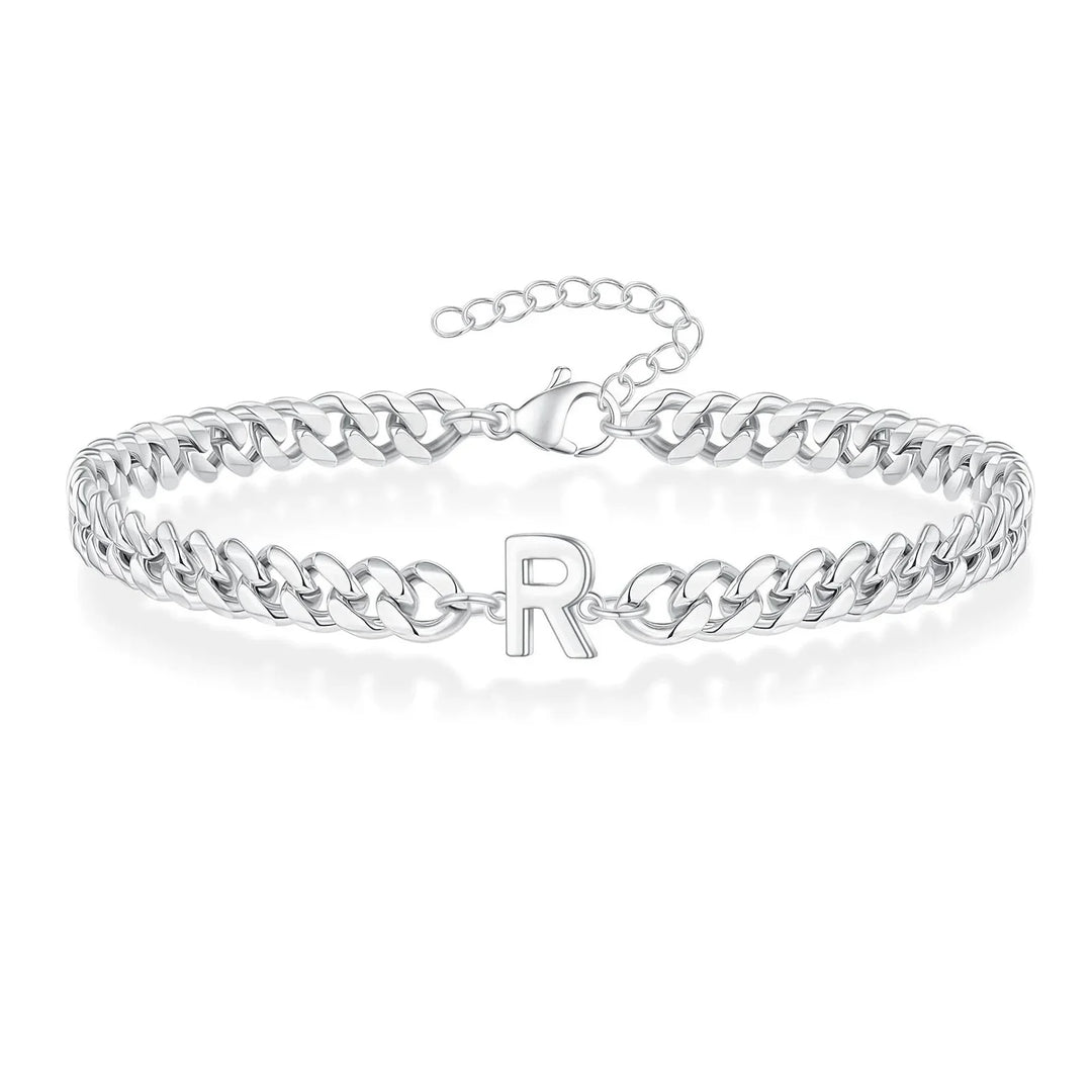 Couples Letter Initial Cuban Bracelet