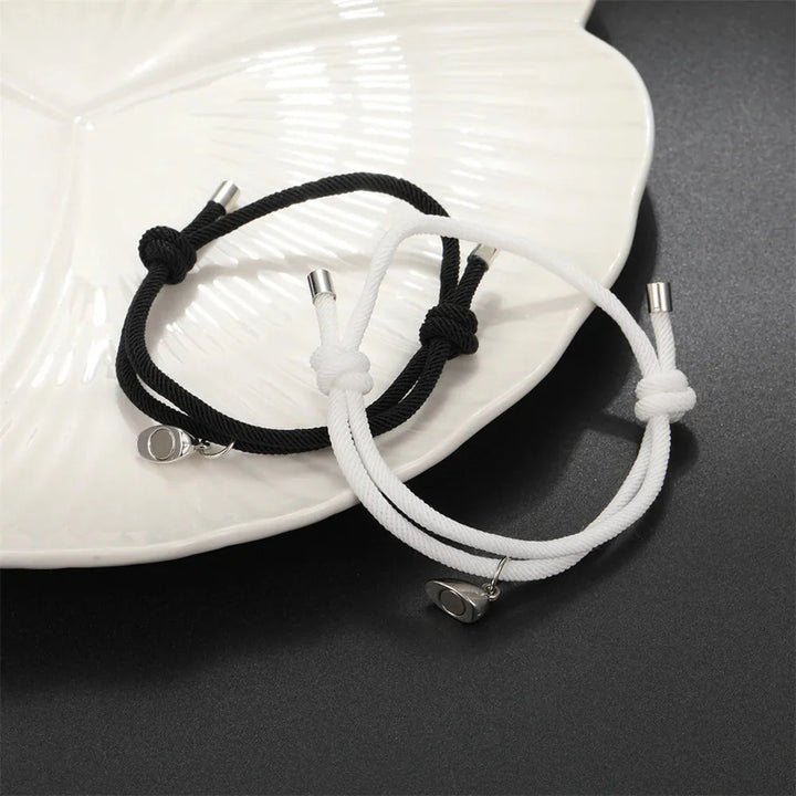 Couples Magnetic Heart Rope Bracelet Set