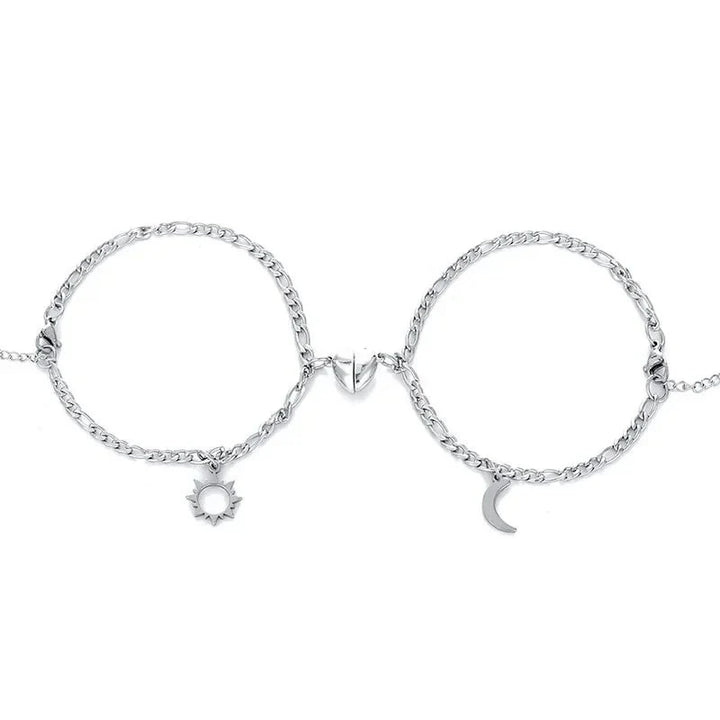 Couples Magnetic Heart Sun & Moon Bracelet Set