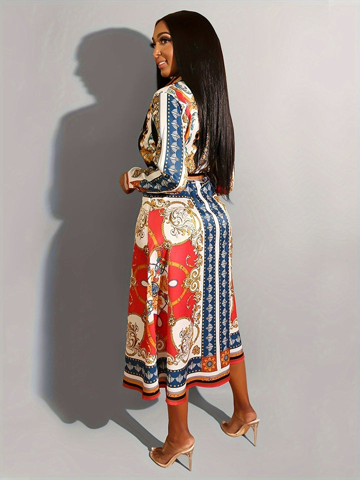 Monica Secrets | Mid-Calf Long Sleeve Shirt Dress