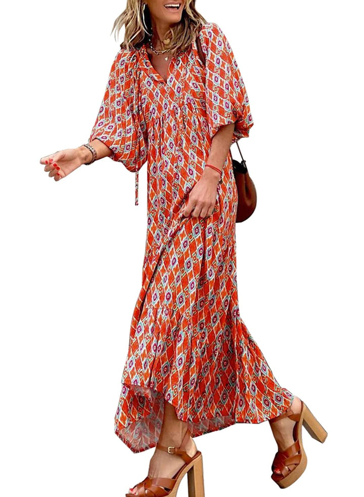 Elara | Puff Sleeve Maxi Dress