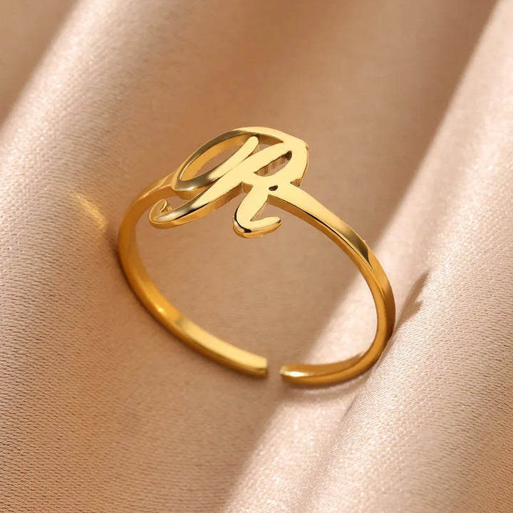 Dainty Adjustable Classy Letter Initial Rings