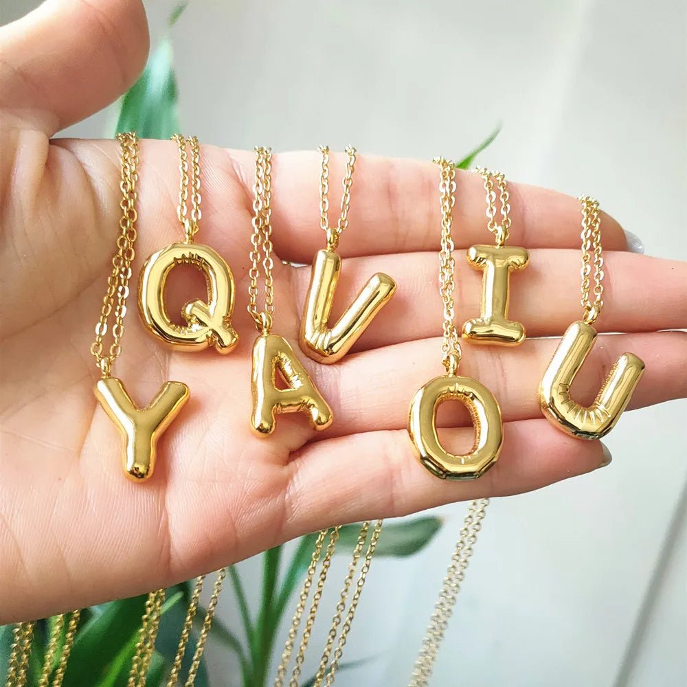 Bubble Letter Initial Necklace