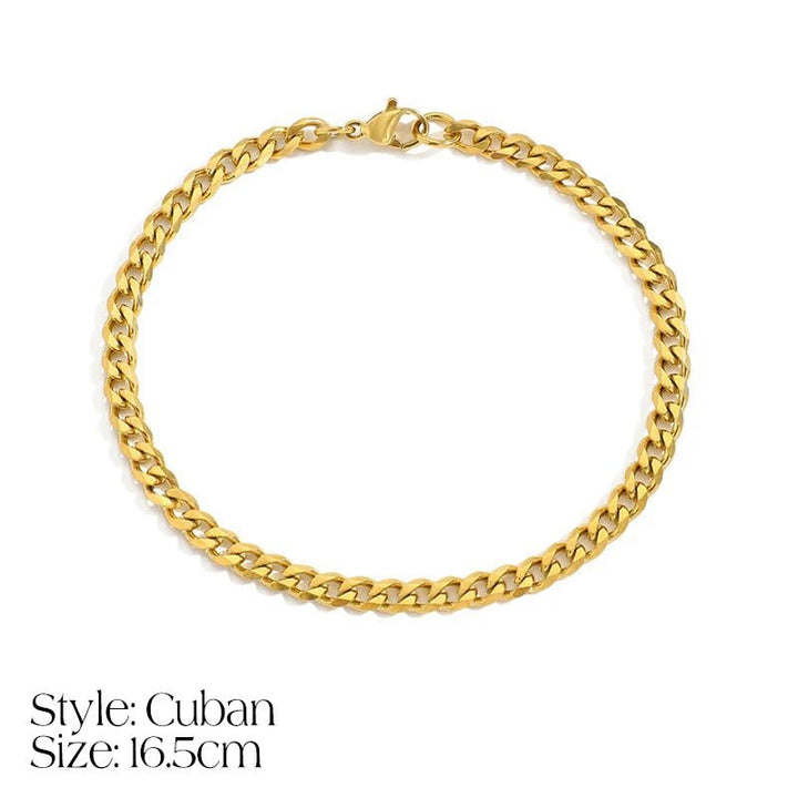Dainty Cuban Figaro Chain Letter Initial Bracelet