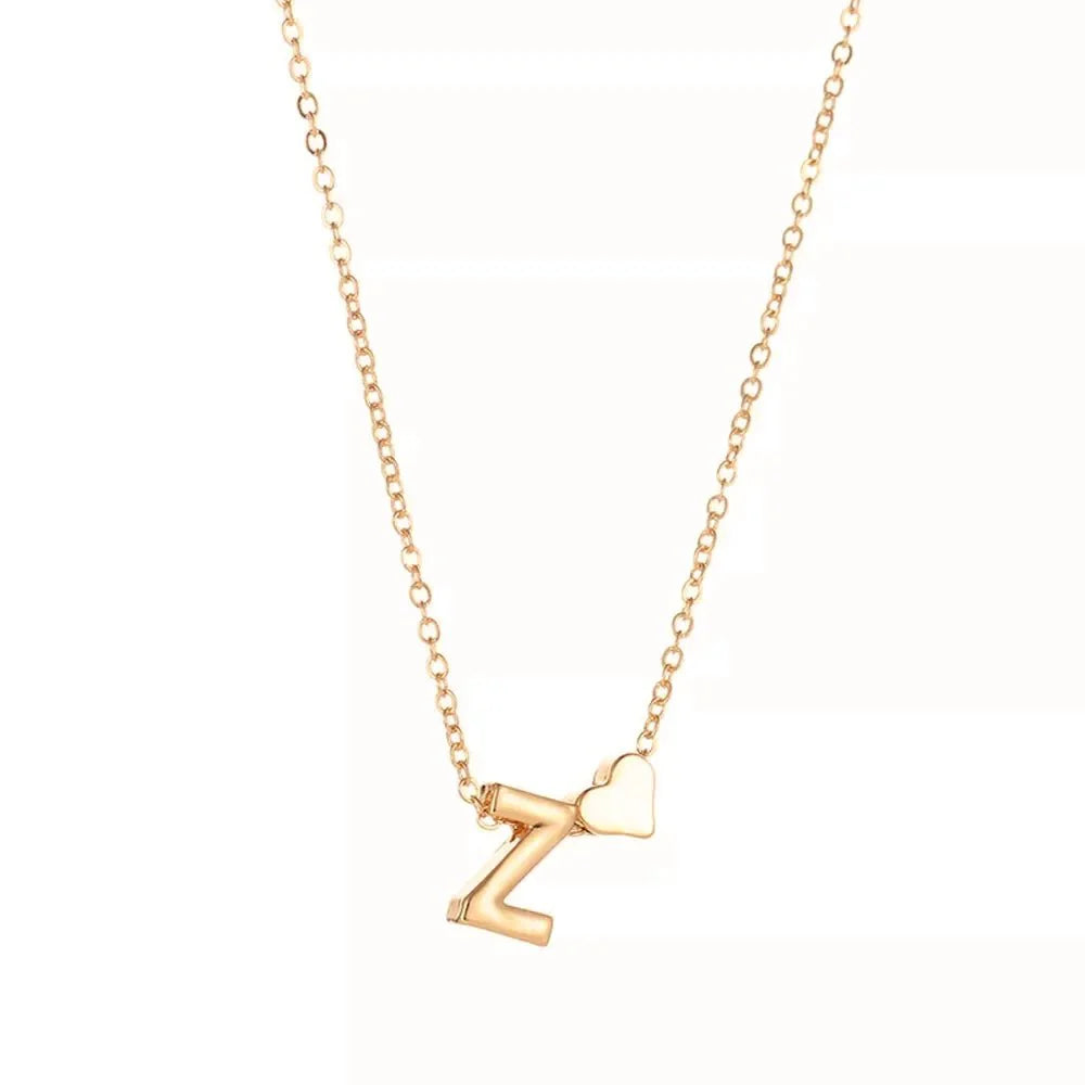 Dainty Heart Accented Letter Initial Necklace