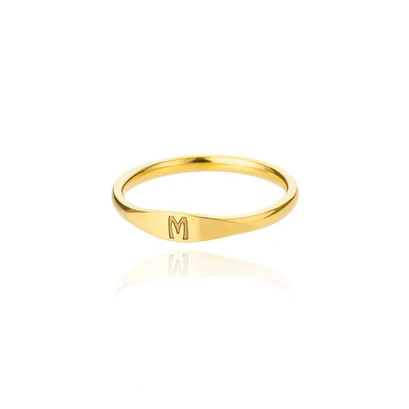 Dainty Thin Letter Initial Ring