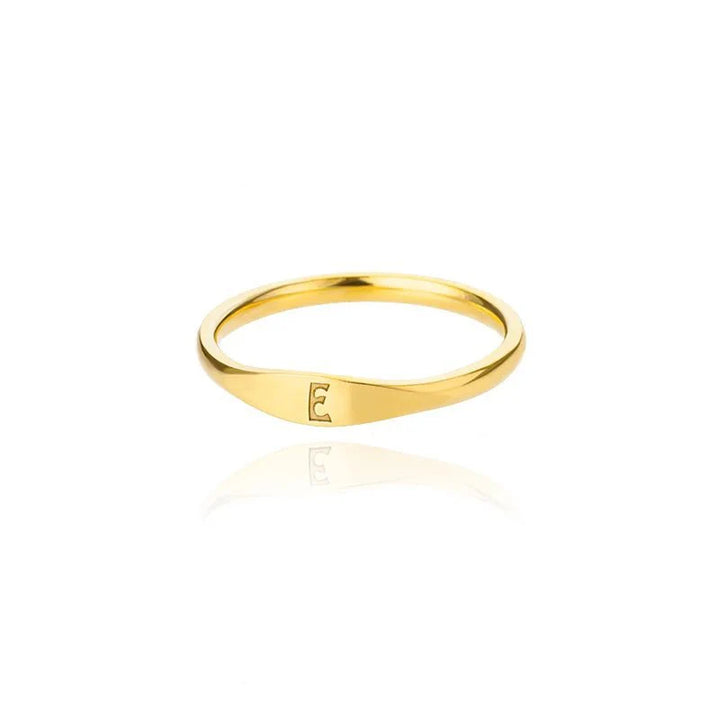 Dainty Thin Letter Initial Ring