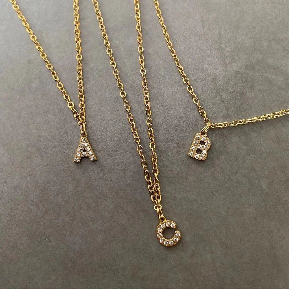 Dainty Zircon Letter Initial, Number, Symbol Chain Necklace