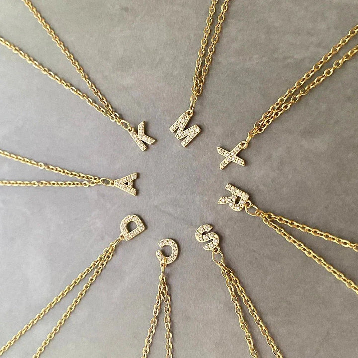 Dainty Zircon Letter Initial, Number, Symbol Chain Necklace