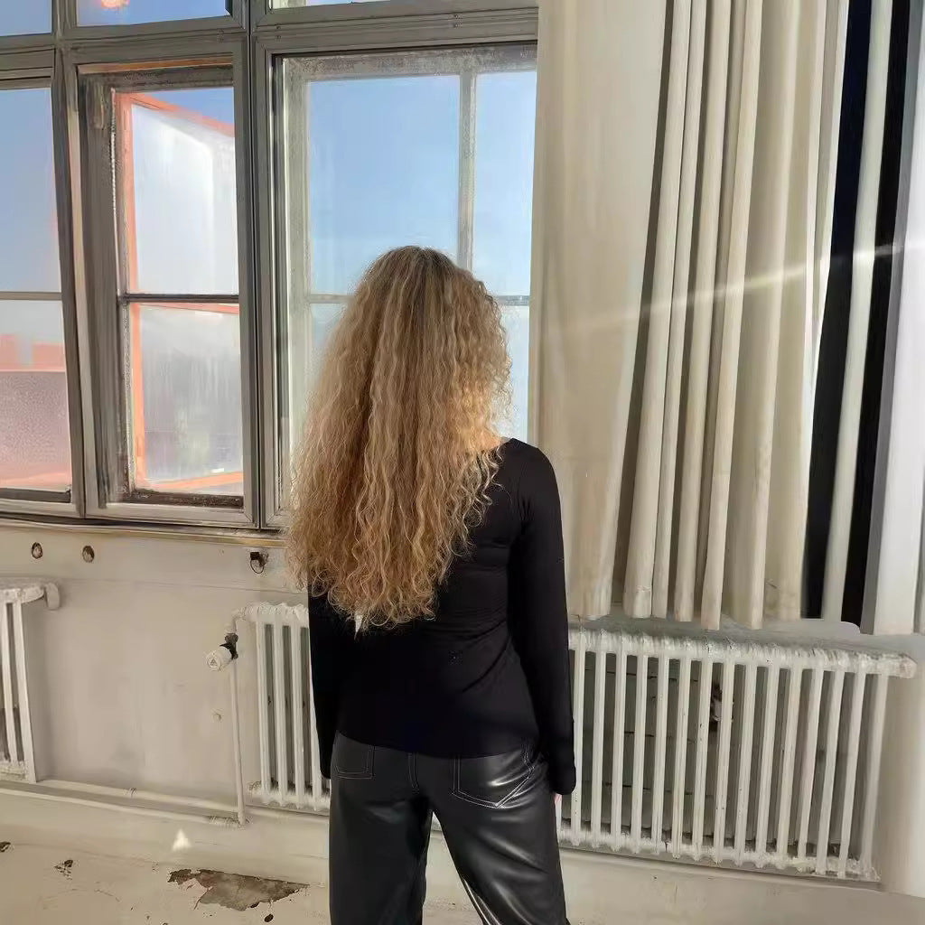 Monica Secrets | Black Blouse With Flared Sleeves