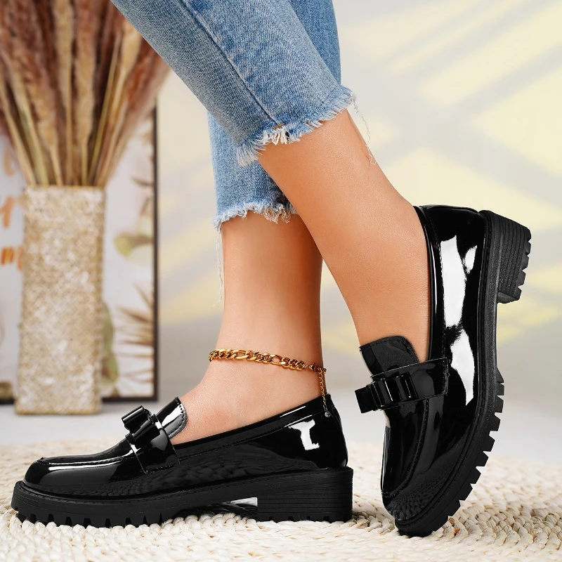Monica Secrets | Patent Leather Bow Loafer
