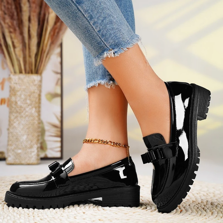 Monica Secrets | Patent Leather Bow Loafer