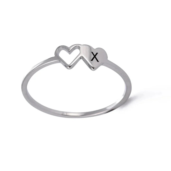 Dual Heart Letter Initial Ring