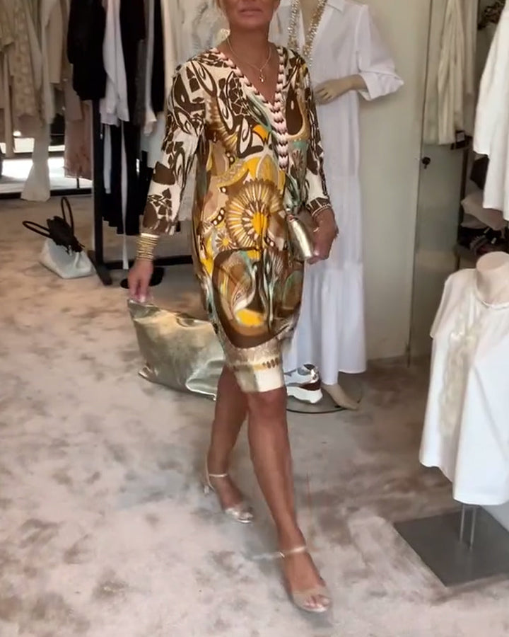 Monica Secrets | Vibrant Dress With Bright Pattern Design