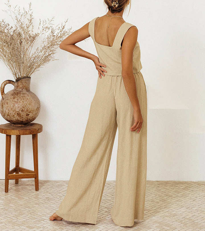 Monica Secrets | Minimalist Top And Wide-Leg Pants Set