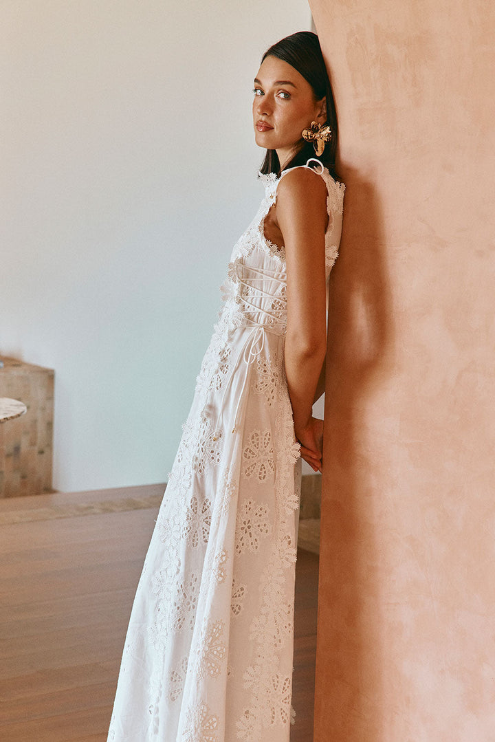 Monica Secrets | Floral Embroidered Maxi Dress