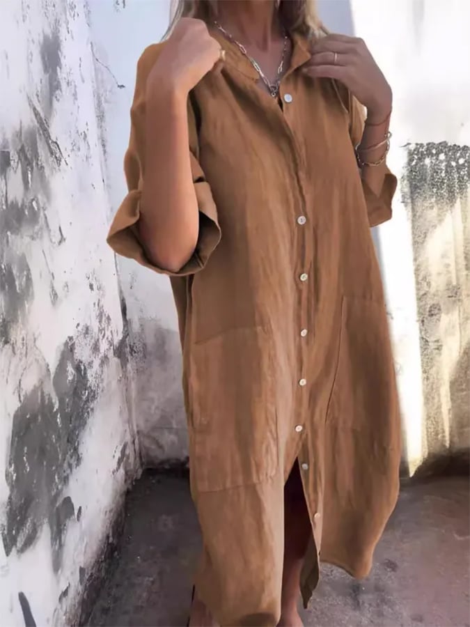 Monica Secrets | Breezy Dress With Button Accents