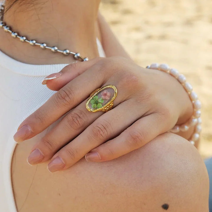 Elegant Floral Adjustable Rings