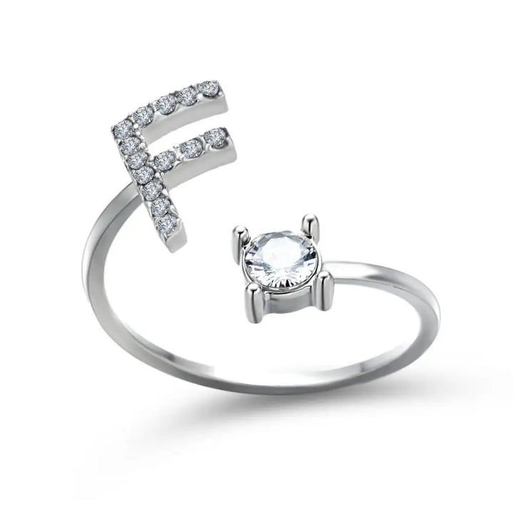 Adjustable Dainty Diamond Letter Initial Ring