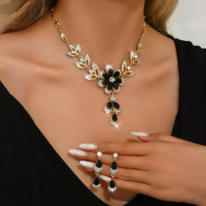 Floral Diamond Necklace and Earring Set