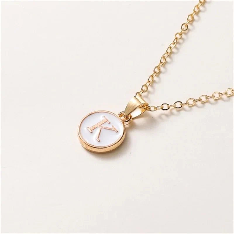 Gold Accented Circle Letter Initial Necklace