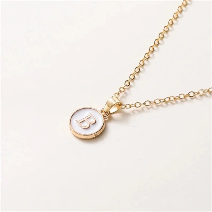Gold Accented Circle Letter Initial Necklace
