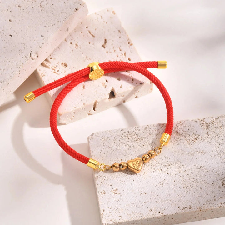 Heart Letter Initial Milan Rope Bracelet