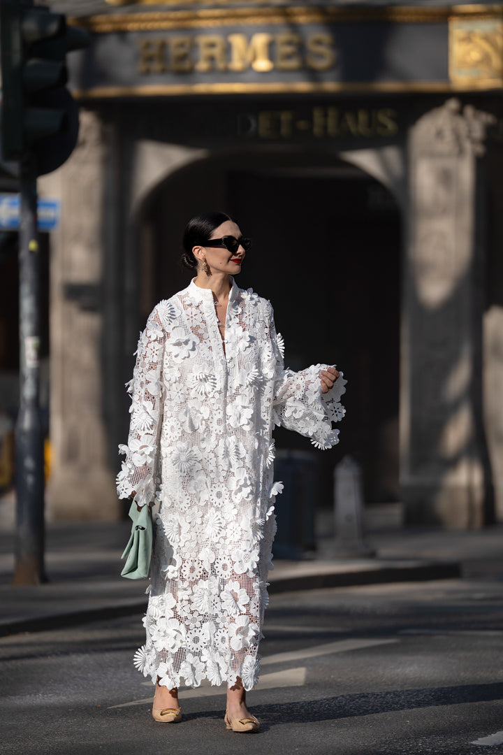 Monica Secrets | Elegant Lace Dress In White