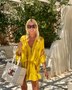 Monica Secrets | Chic V-Neck High Waist Mini Dress