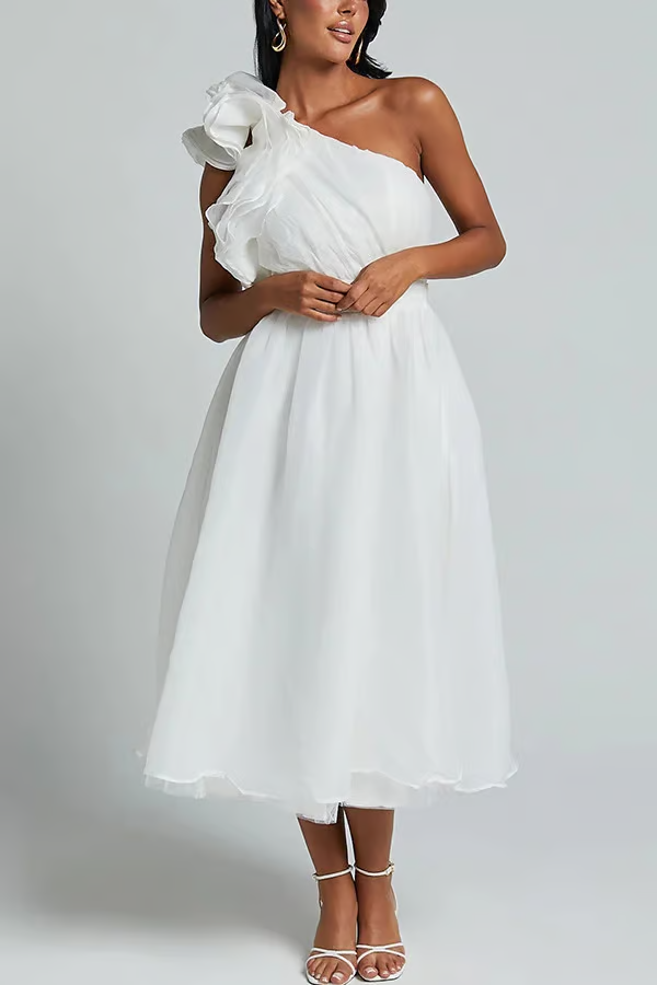 Monica Secrets | Chic Slanted Elegance Summer Dress