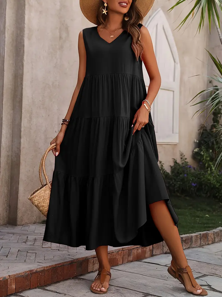 Monica Secrets | Casual Loose-Fit Dress With Ruffle Hem