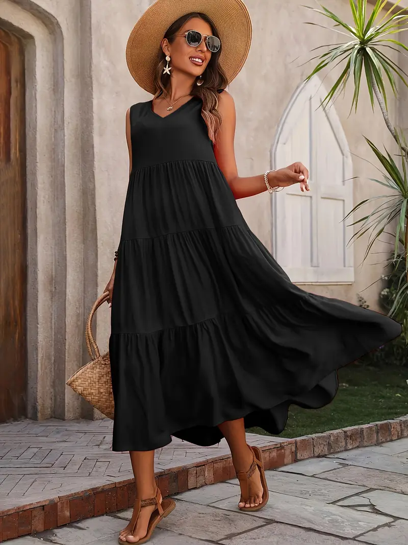Monica Secrets | Casual Loose-Fit Dress With Ruffle Hem