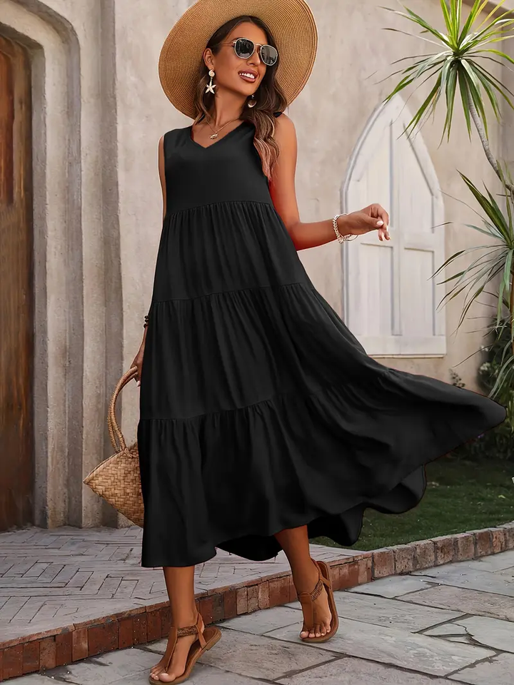Monica Secrets | Casual Loose-Fit Dress With Ruffle Hem