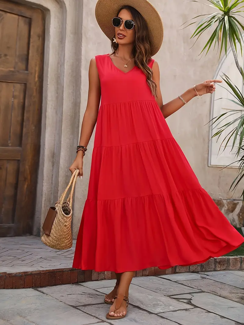 Monica Secrets | Casual Loose-Fit Dress With Ruffle Hem