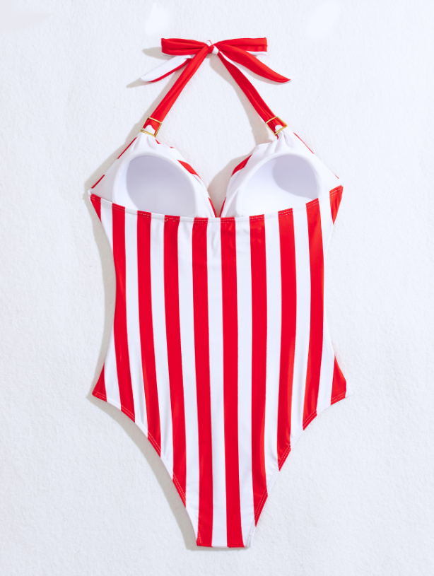 Monica Secrets | Red Striped Summer Swimsuit