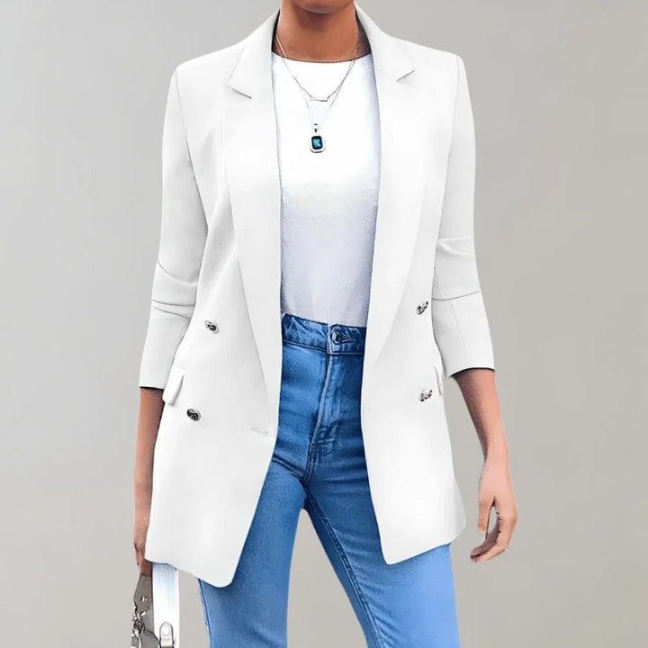 Monica Secrets | Women's Blazer – Tailored Fit – Double-Breasted – Classic Lapel – Mid-Length