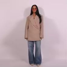 Monica Secrets | Women's Blazer – Loose Fit – Half Sleeve – Light Cotton Texture – Button Closure