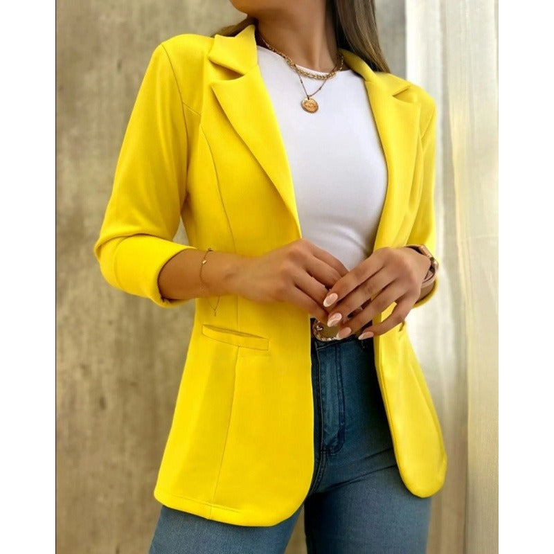 Monica Secrets | Women's Blazer – Tailored Fit – Smooth Texture – Classic Lapel – Flap Pockets