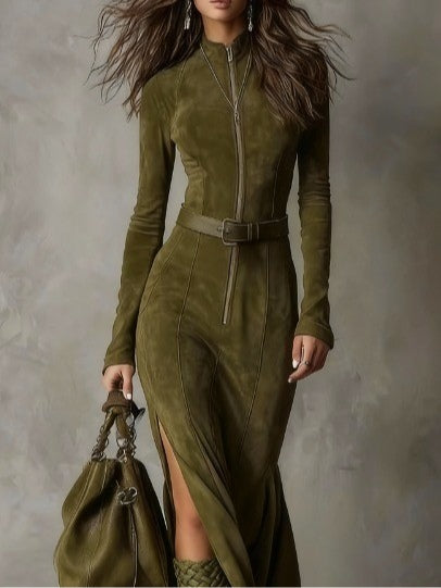 Monica Secrets | Suede Maxi Dress