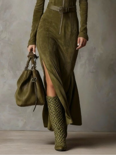 Monica Secrets | Suede Maxi Dress