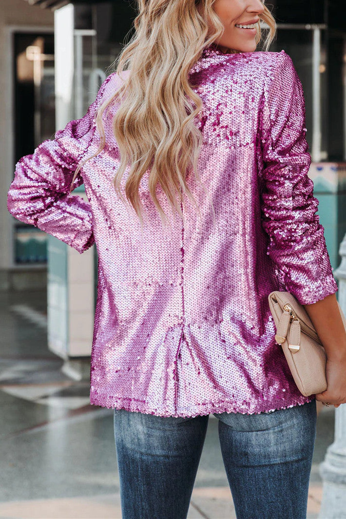 Monica Secrets | Sequined Longline Blazer | Collared Relaxed Fit