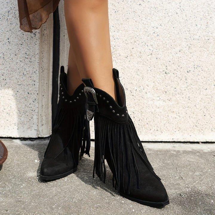 Monica Secrets | Suede Fringe Boot