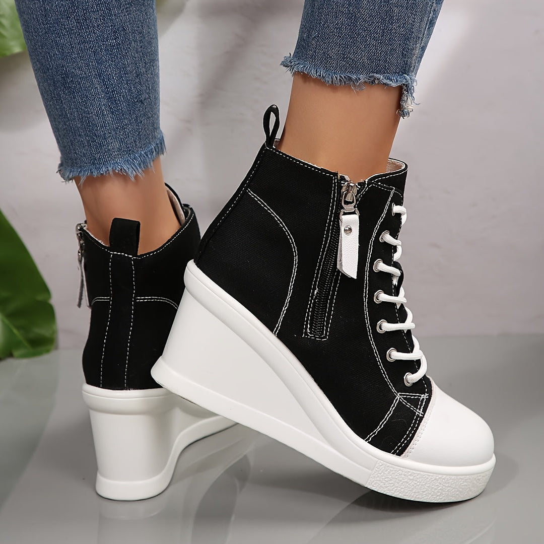 Monica Secrets | Canvas Wedge Sneaker