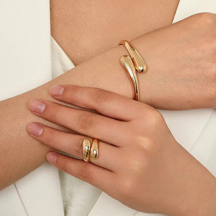 Modern Wrap Choker Necklace, Bracelet, Ring Set
