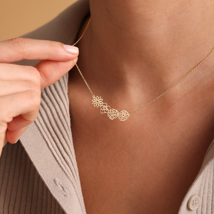 Personalized Birth Flower Chain Bracelet & Necklace